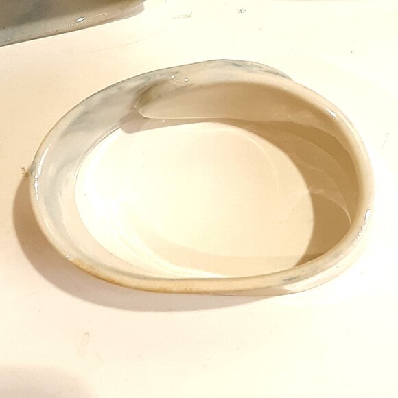 Porcelain Napkin Rings Embossed Unicorn Blue White Glaze Vintage Set of 6 - Picture 5 of 6